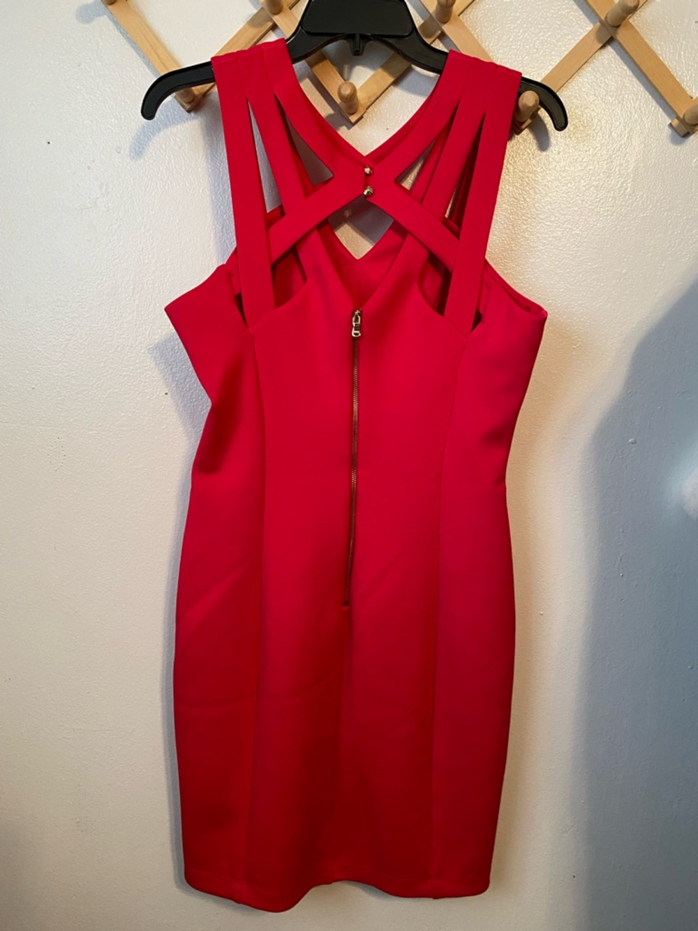 Guess Red Strappy Crisscross Midi Dress - Picture 2 of 5